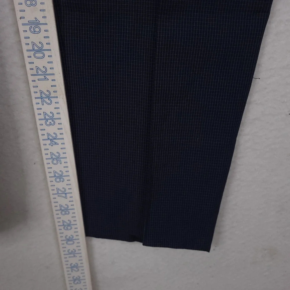 Canali Drerss Pants Trousers Mens 37x30 Navy Blue Cotton Linen Check Italian